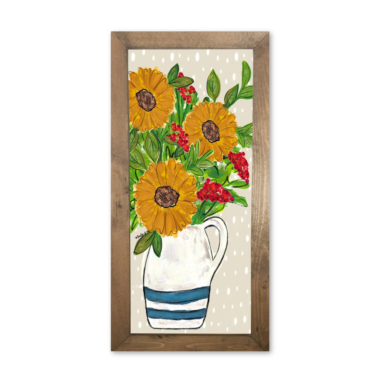 Sunflowers in Stoneware Pottery Framed Art