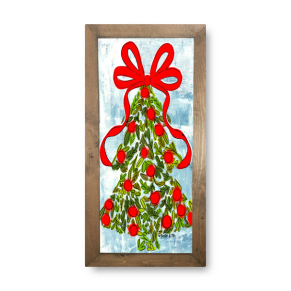 Holly Berry Christmas Tree Framed Art