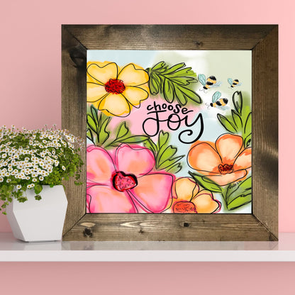 Choose Joy Watercolor Floral Framed Art