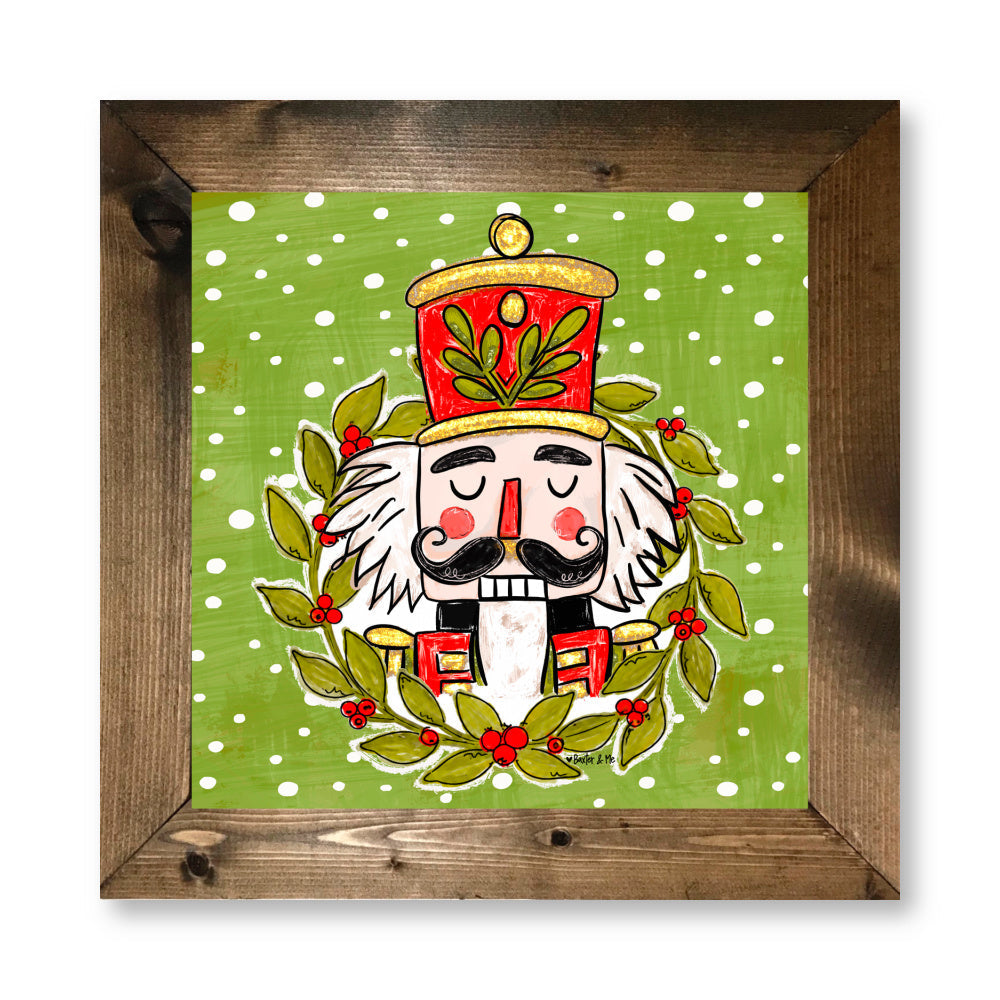 Holly Berry Wreath Nutcracker Framed Art