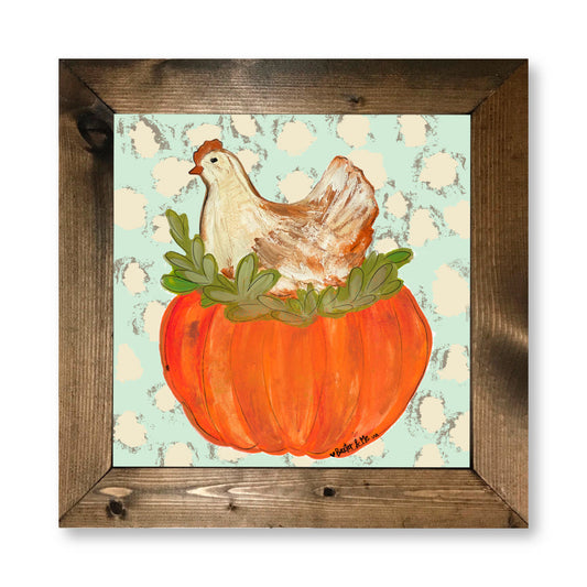 Pumpkin Sitting Hen Framed Art