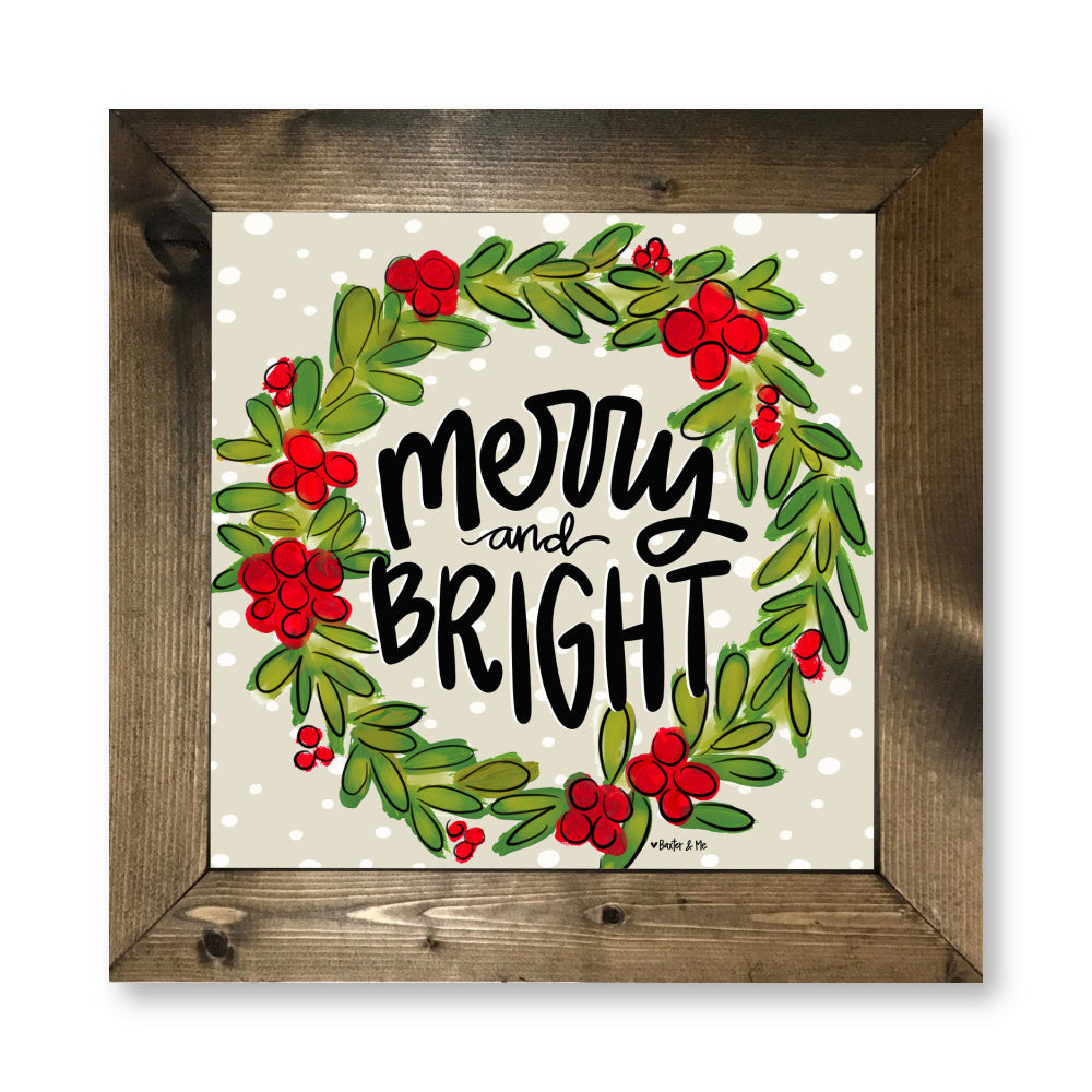 Merry & Bright Wreath Framed Art