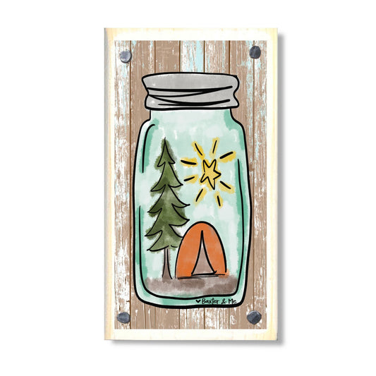 Camping Mason Jar Happy Block