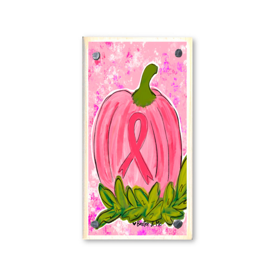 Pink Ribbon Pumpkin Happy Block