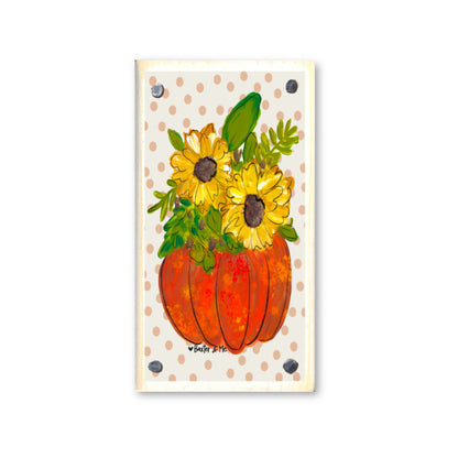 Polka Dot Sunflower Pumpkin Happy Block