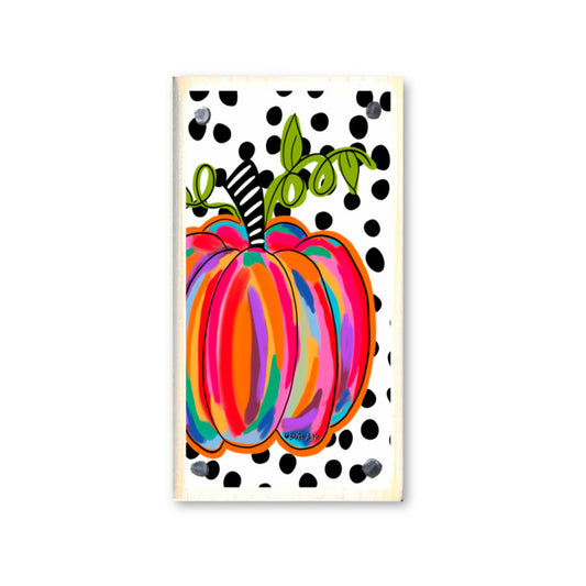 Colorful Pumpkin with B & W Background Happy Block