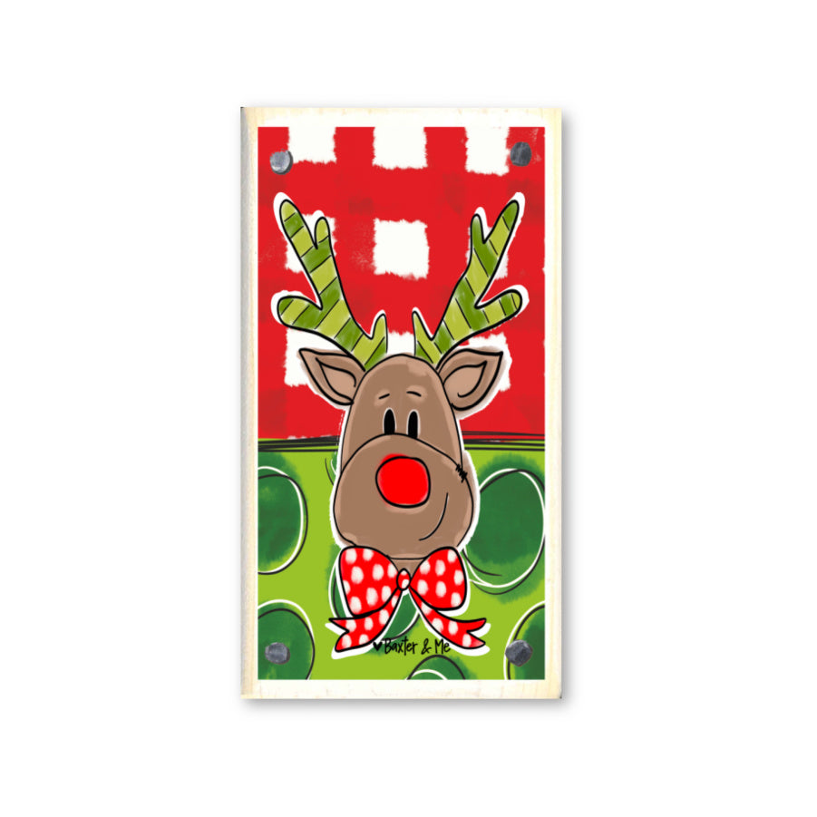 Red & Green Reindeer Happy Block