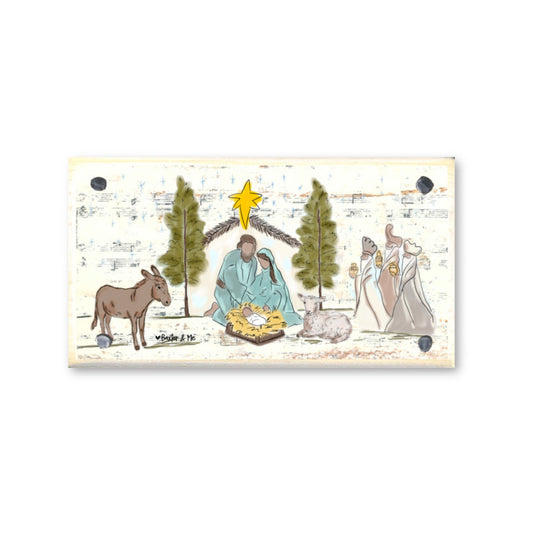 Starry Night Nativity Happy Block