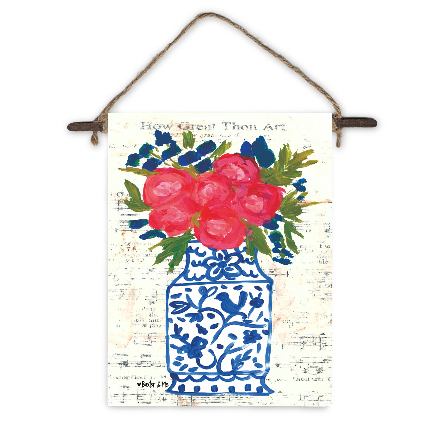 Blue Willow Spring Floral Mini Wall Hanging