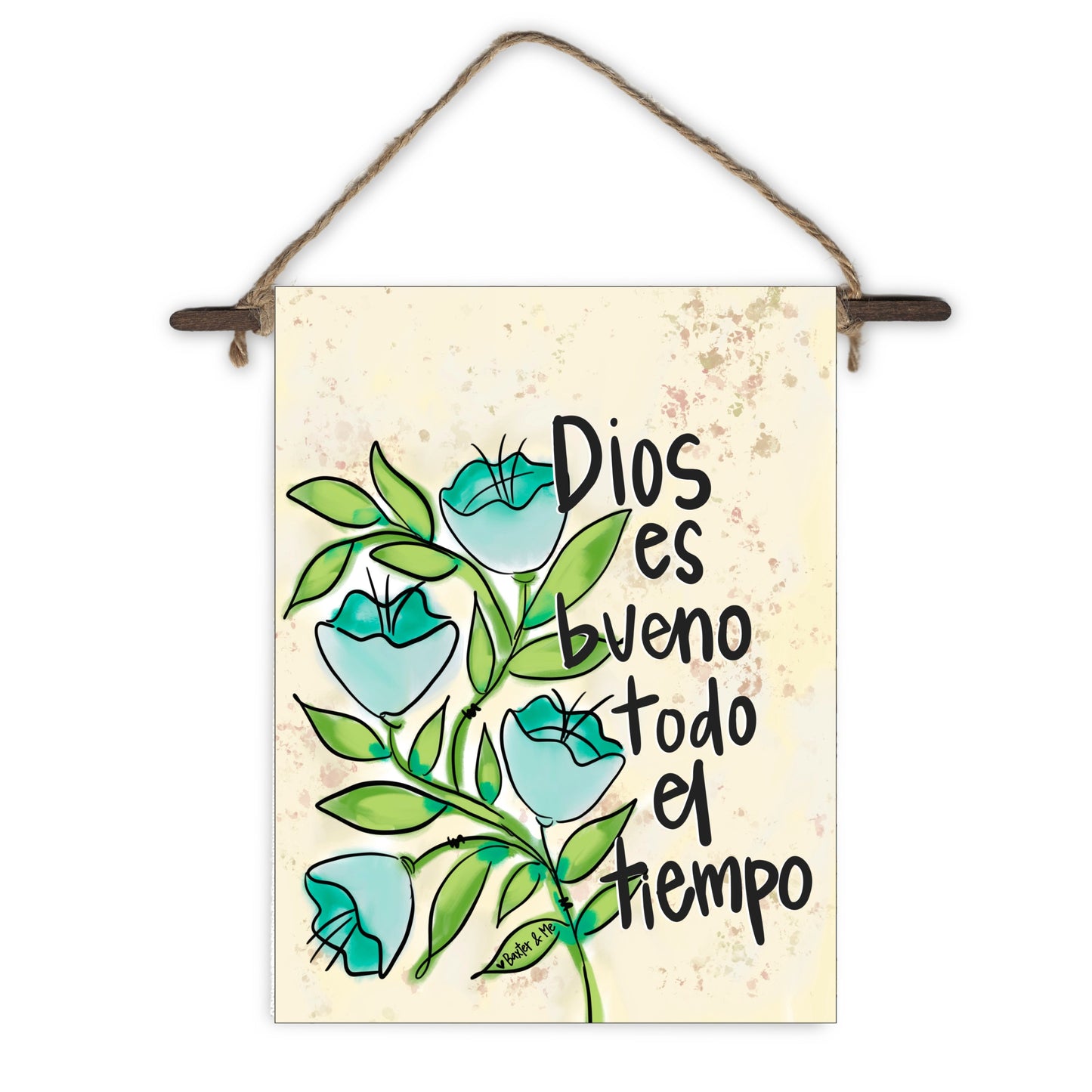 Flores azules Dios es bueno Mini Wall Hanging