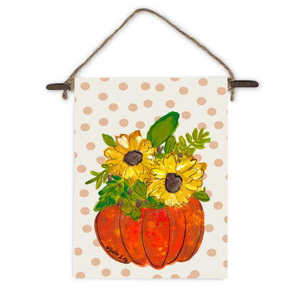 Polka Dot Sunflower Pumpkin Mini Wall Hanging