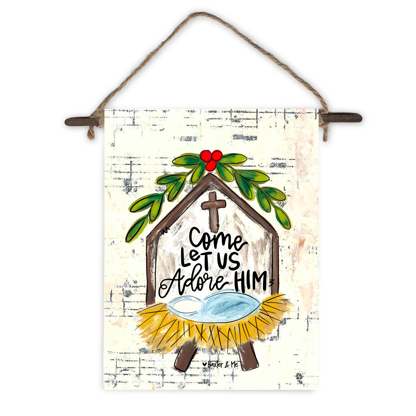 Come Let Us Adore Him Nativity Mini Wall Hanging