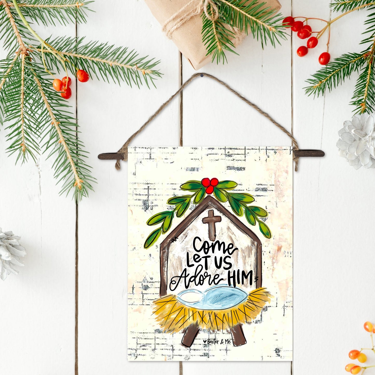 Come Let Us Adore Him Nativity Mini Wall Hanging