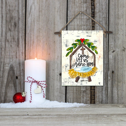 Come Let Us Adore Him Nativity Mini Wall Hanging