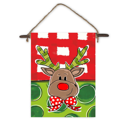 Red & Green Reindeer Mini Wall Hanging