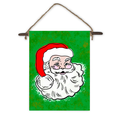 Traditional Green & Red Santa Mini Wall Hanging