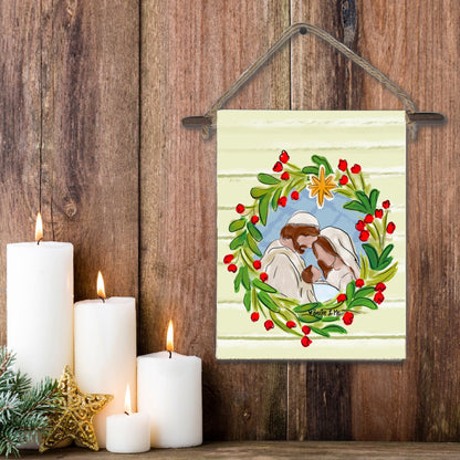 Joseph Mary Jesus Christmas Wreath Mini Wall Hanging