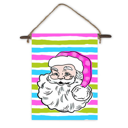 Pink Jolly Santa Mini Wall Hanging