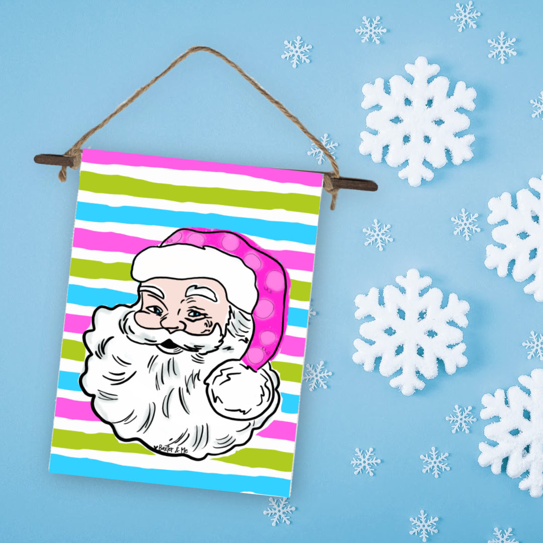 Pink Jolly Santa Mini Wall Hanging