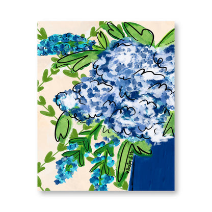 Blue Floral with Greenery Wrapped Canvas