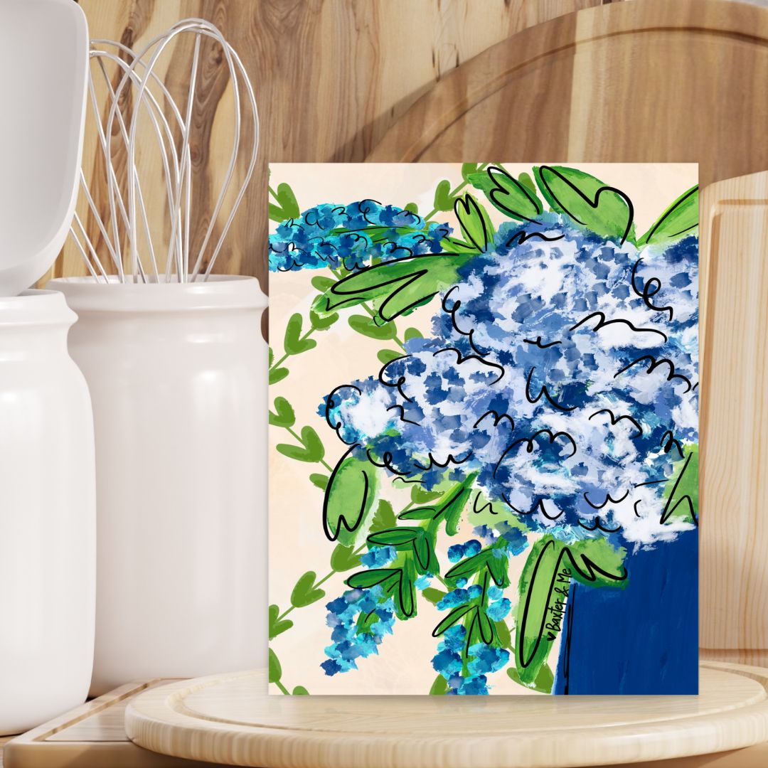 Blue Floral with Greenery Wrapped Canvas