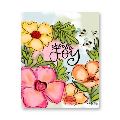 Choose Joy Watercolor Floral Wrapped Canvas