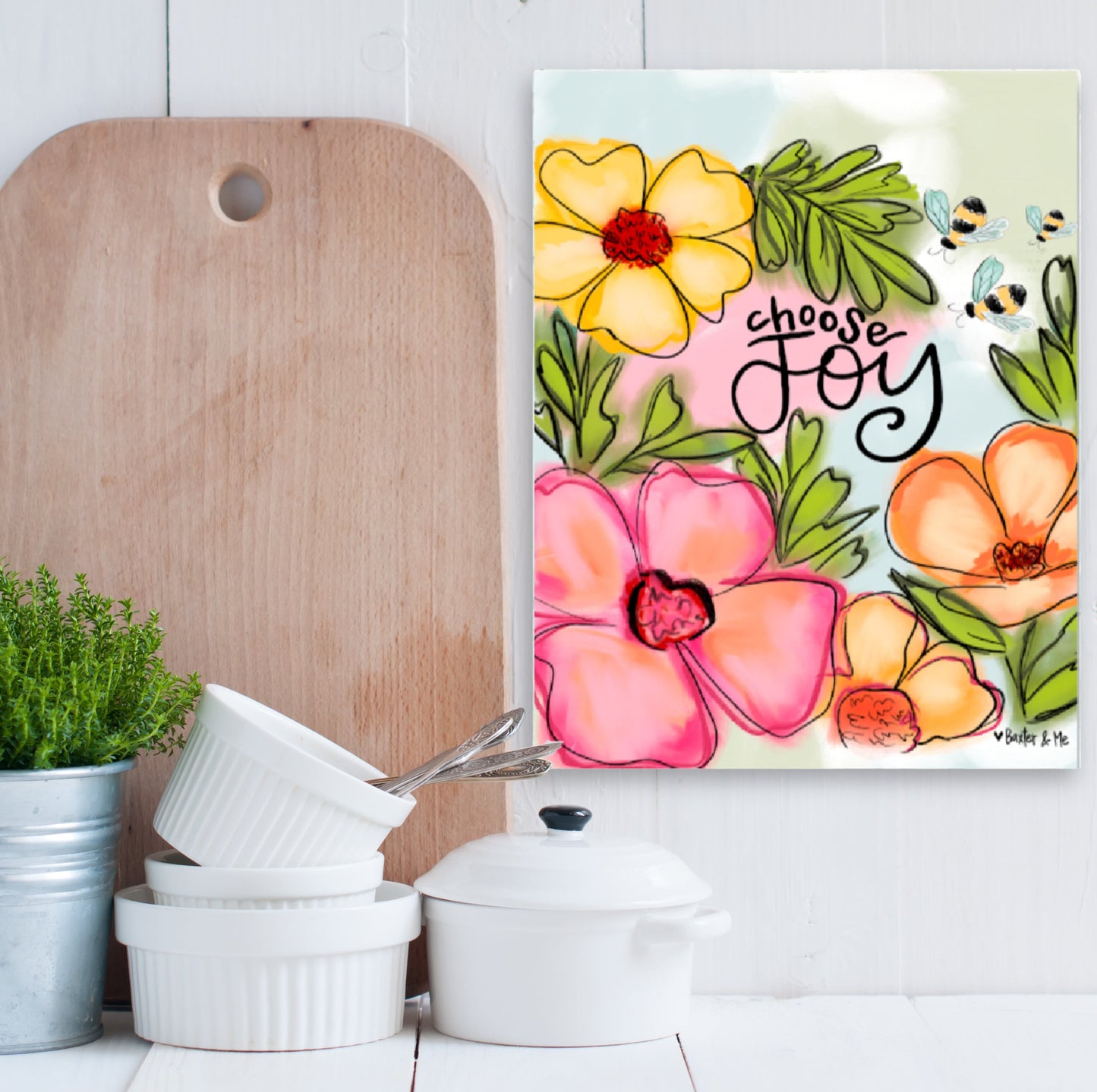 Choose Joy Watercolor Floral Wrapped Canvas