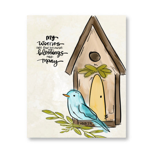 Blessings are Many Birdhouse Wrapped Canvas