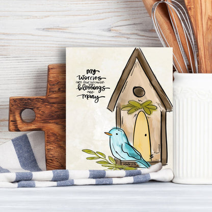 Blessings are Many Birdhouse Wrapped Canvas