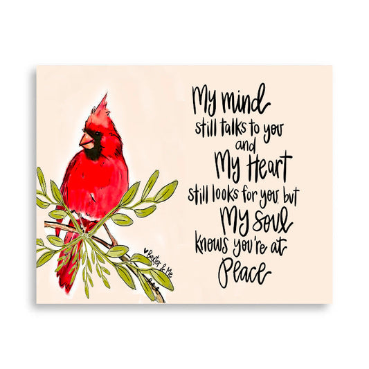 You're at Peace Red Bird Wrapped Canvas - 8" x 10"