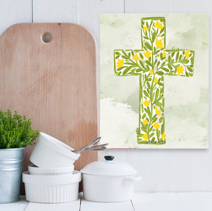 Yellow Tulip Cross Wrapped Canvas