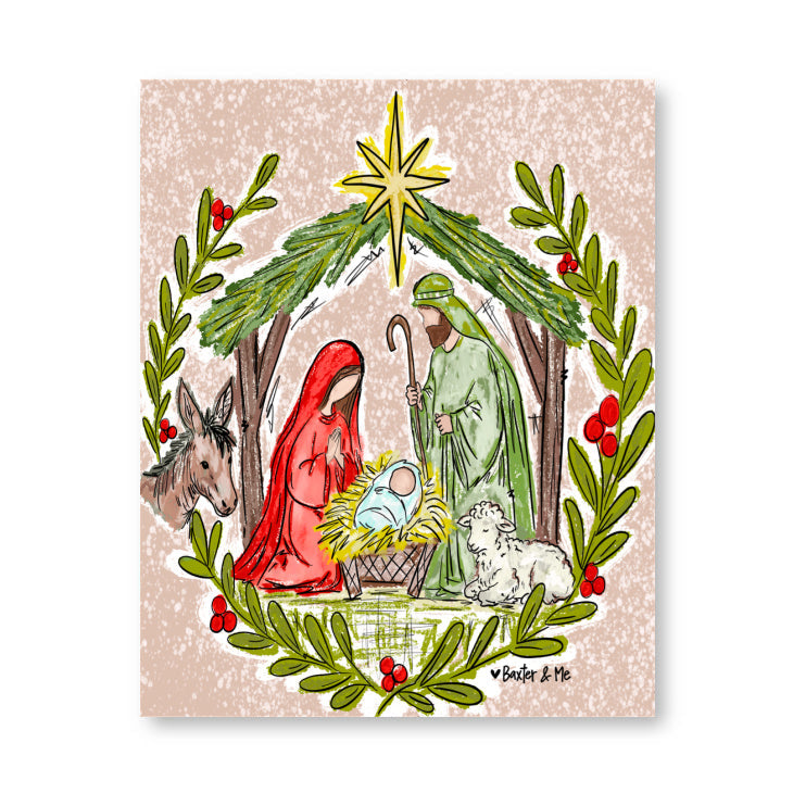 Christmas Nativity Stable Wrapped Canvas