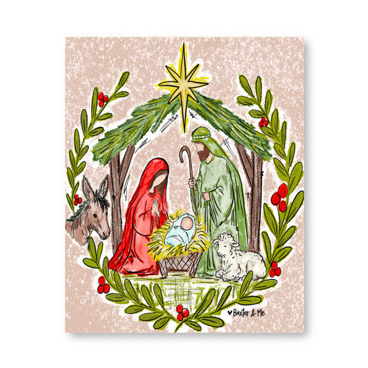 Christmas Nativity Stable Wrapped Canvas