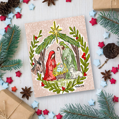 Christmas Nativity Stable Wrapped Canvas