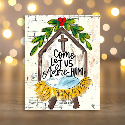 Come Let Us Adore Him Nativity Wrapped Canvas