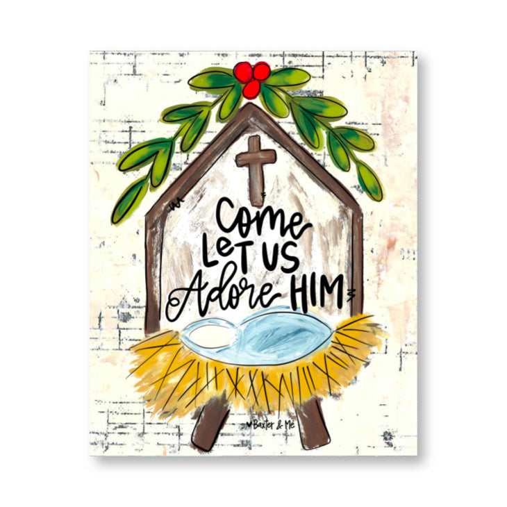 Come Let Us Adore Him Nativity Wrapped Canvas