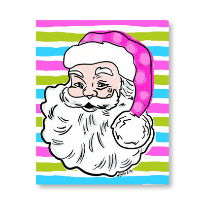 Pink Jolly Santa Wrapped Canvas