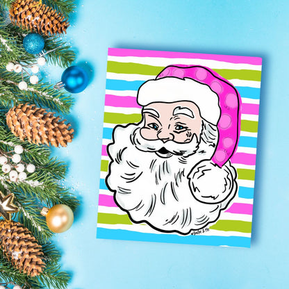 Pink Jolly Santa Wrapped Canvas