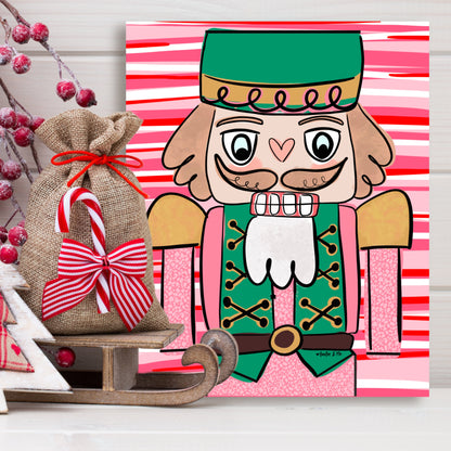 Pink Candy Nutcracker Wrapped Canvas