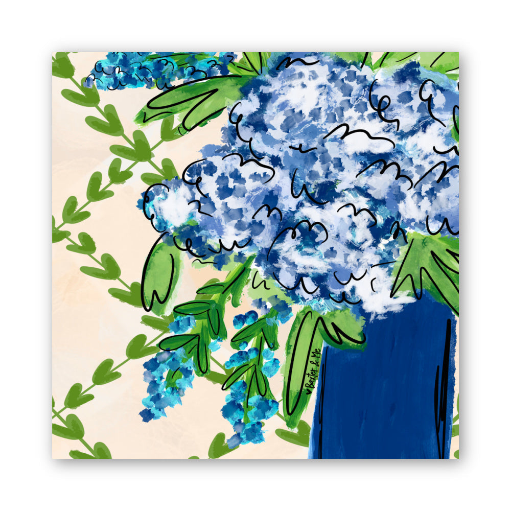 Blue Floral with Greenery Wrapped Canvas