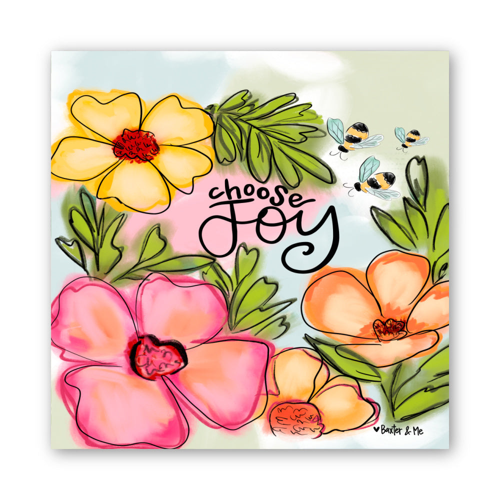 Choose Joy Watercolor Floral Wrapped Canvas