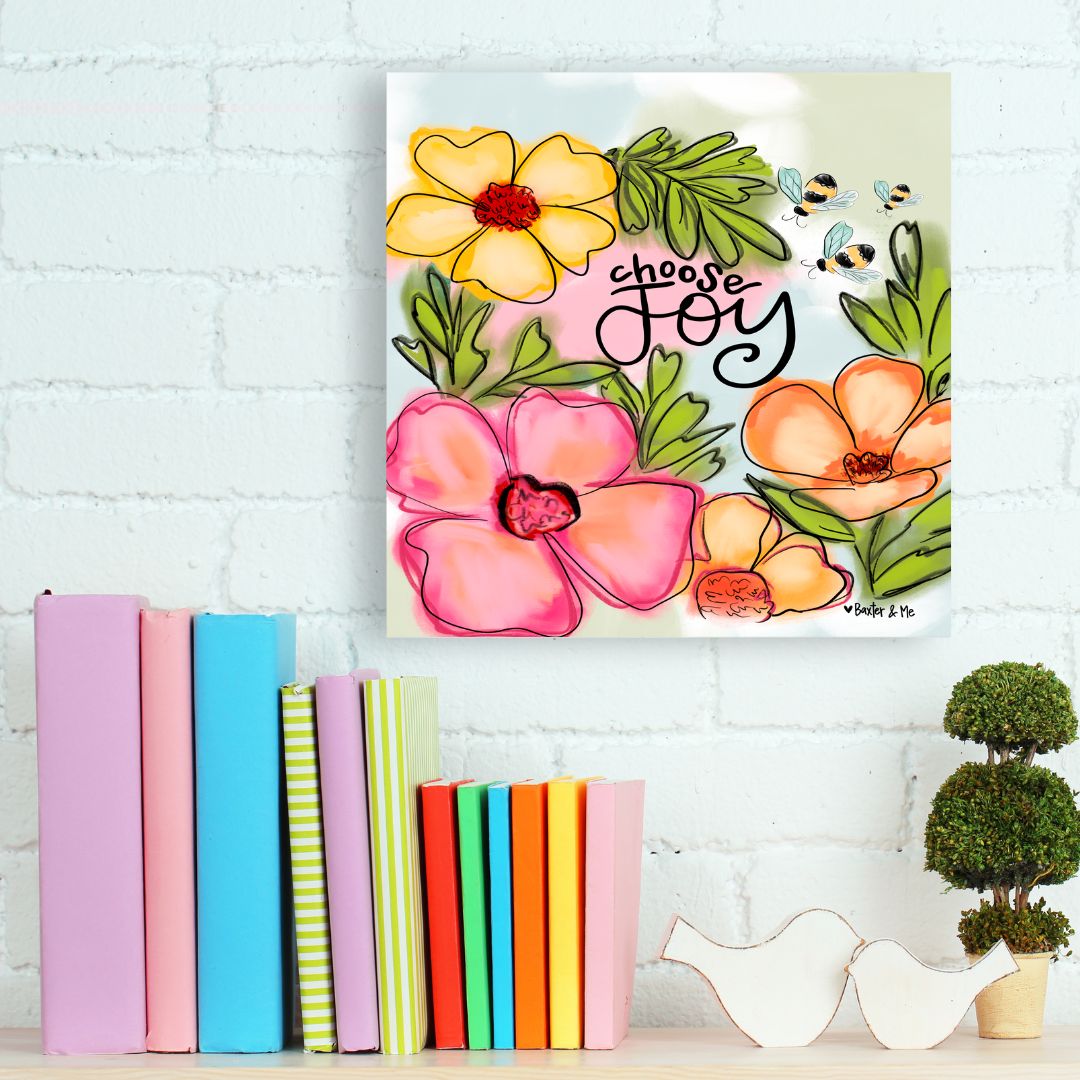 Choose Joy Watercolor Floral Wrapped Canvas