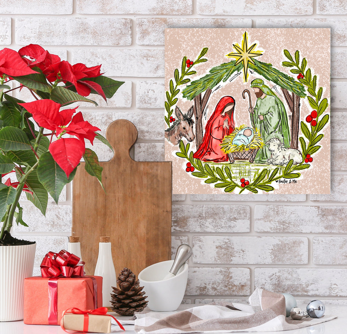 Christmas Nativity Stable Wrapped Canvas