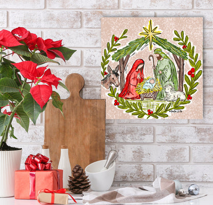 Christmas Nativity Stable Wrapped Canvas