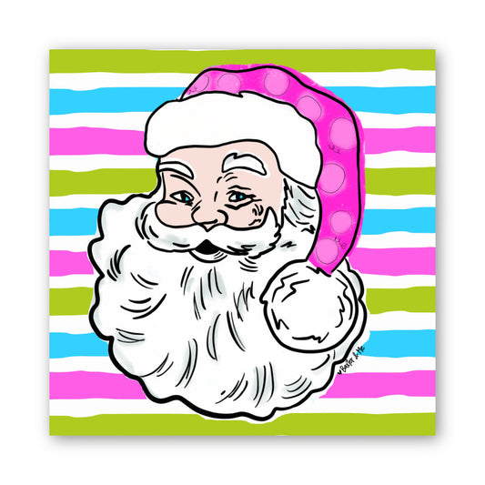 Pink Jolly Santa Wrapped Canvas