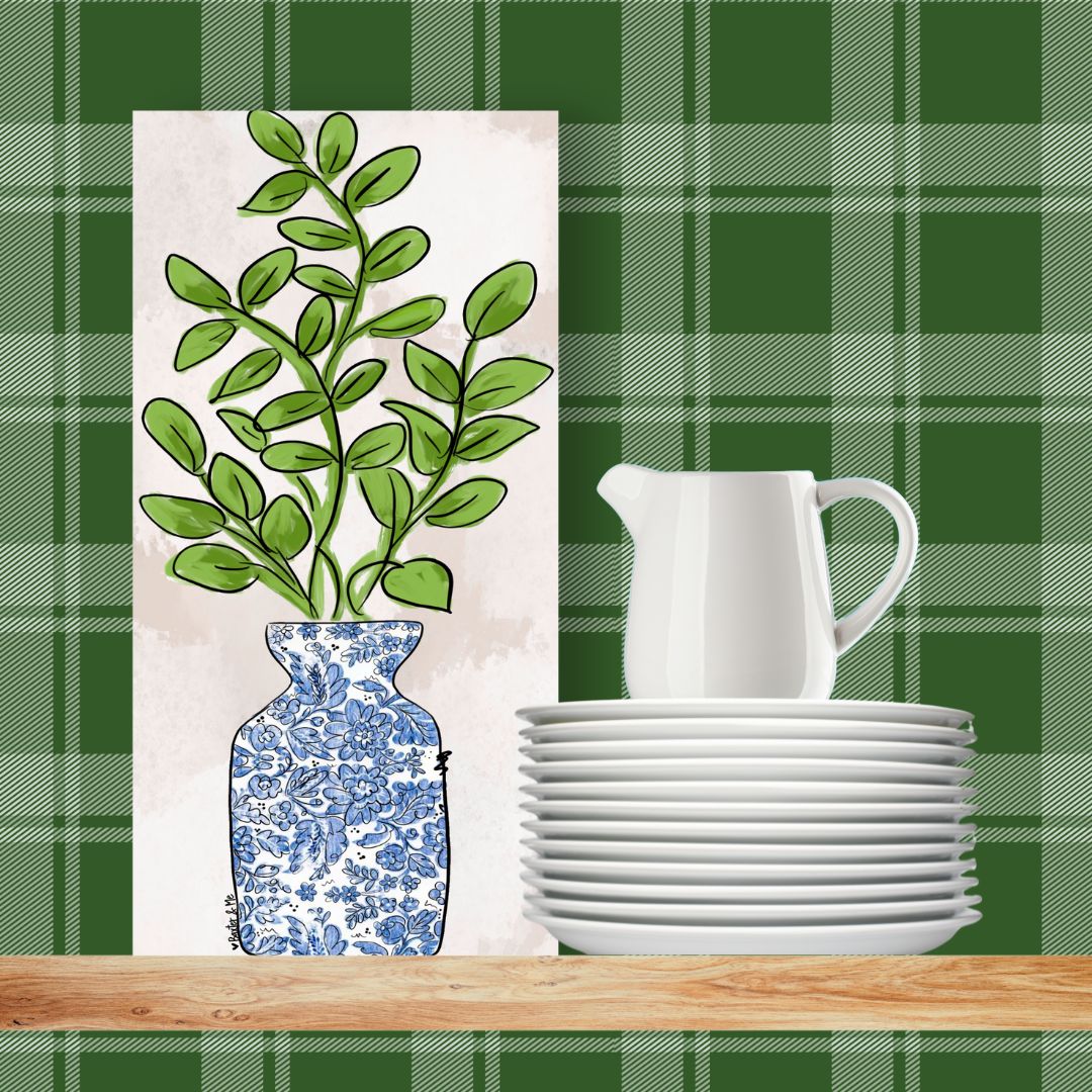 Greenery Vase Wrapped Canvas