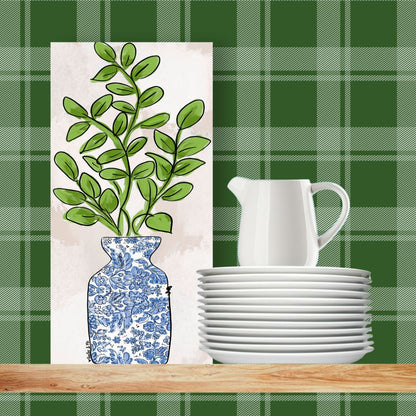 Greenery Vase Wrapped Canvas