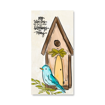 Blessings are Many Birdhouse Wrapped Canvas