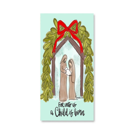 Child is Born Manger Miracle Wrapped Canvas
