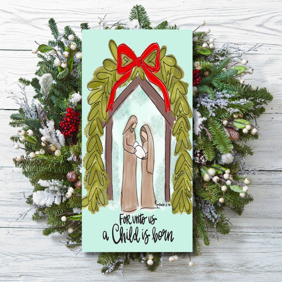 Child is Born Manger Miracle Wrapped Canvas